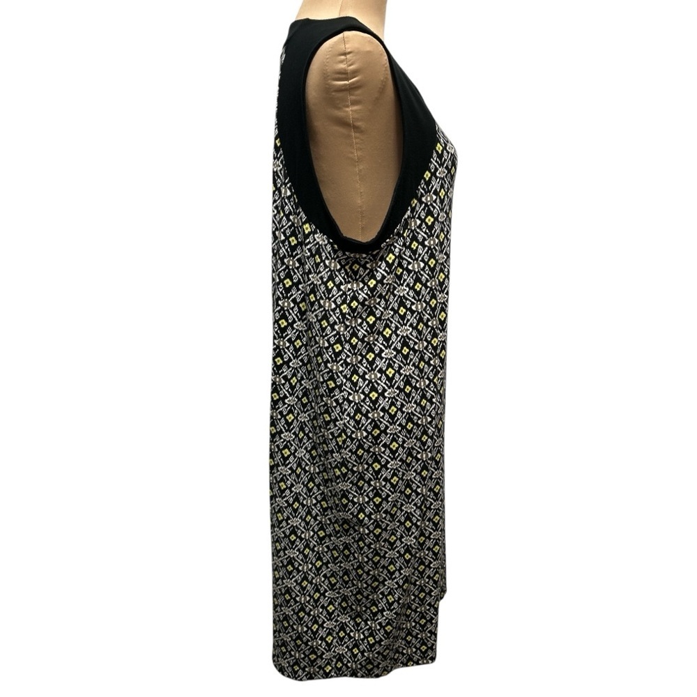 J. Jill Sheath Dress Knee Length Black White & Yellow Pattern Round Neck Large. - Picture 3 of 11